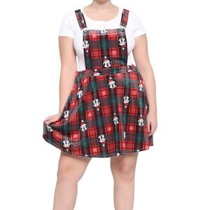 Mickey Mouse Christmas Plaid overall dress 2x Disney